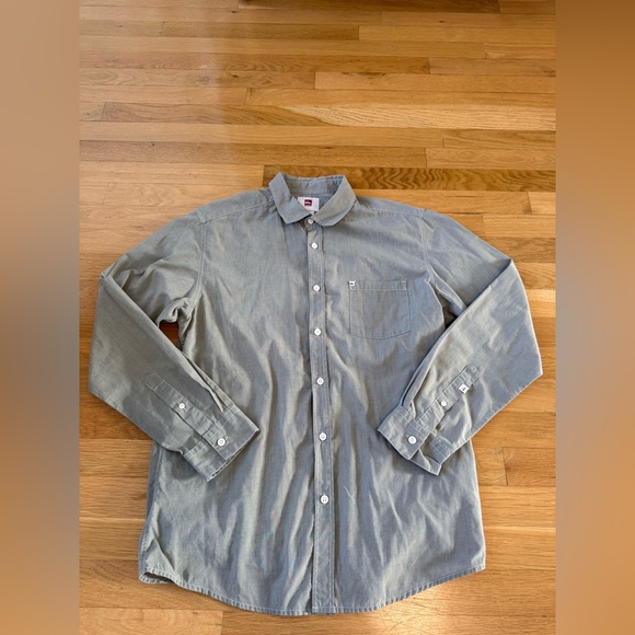 Quiksilver Men’s Long Sleeve Button Down Shirt Sage Size Medium Regular Fit - Picture 9 of 12